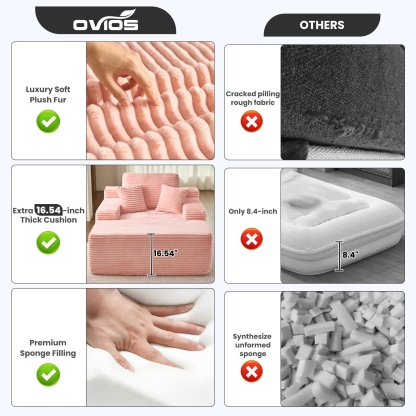 OVthtIOS Boneless Chaise Lounge,Luxurious Faux Fur, No Assembly Required