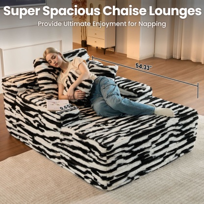 OVthtIOS Boneless Chaise Lounge,Luxurious Faux Fur, No Assembly Required