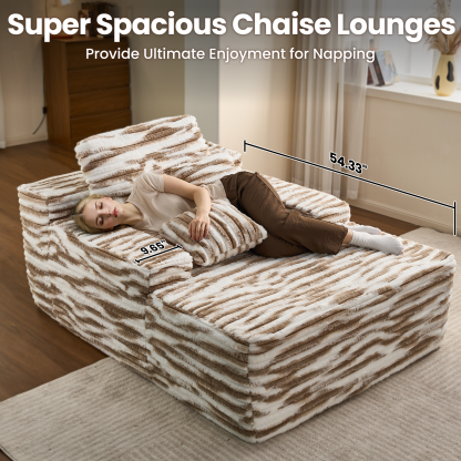 OVthtIOS Boneless Chaise Lounge,Luxurious Faux Fur, No Assembly Required