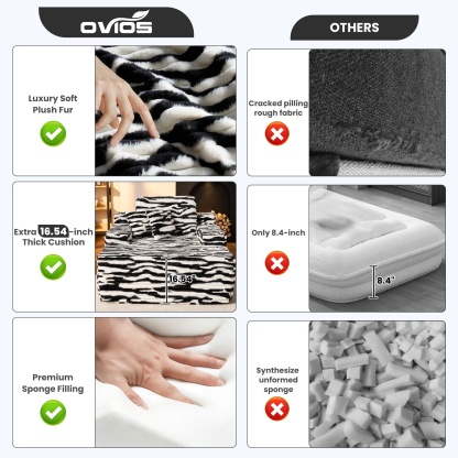 OVthtIOS Boneless Chaise Lounge,Luxurious Faux Fur, No Assembly Required