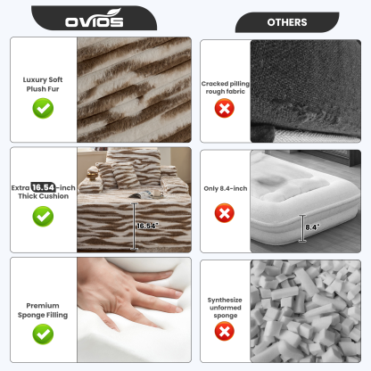 OVthtIOS Boneless Chaise Lounge,Luxurious Faux Fur, No Assembly Required