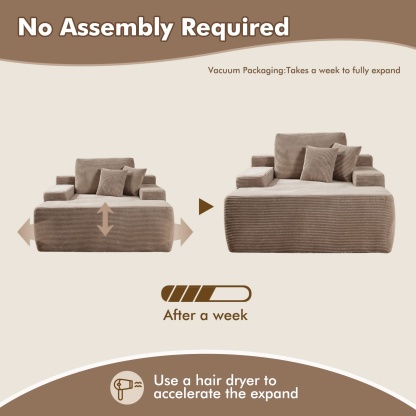 OVthtIOS Boneless Chaise Lounge,Luxurious Faux Fur, No Assembly Required