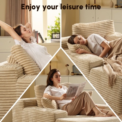 OVthtIOS Boneless Chaise Lounge,Luxurious Faux Fur, No Assembly Required