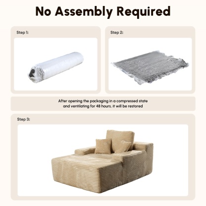 OVthtIOS Boneless Chaise Lounge,Luxurious Faux Fur, No Assembly Required