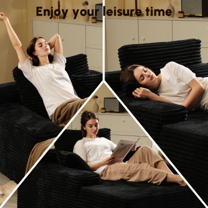 OVthtIOS Boneless Chaise Lounge,Luxurious Faux Fur, No Assembly Required