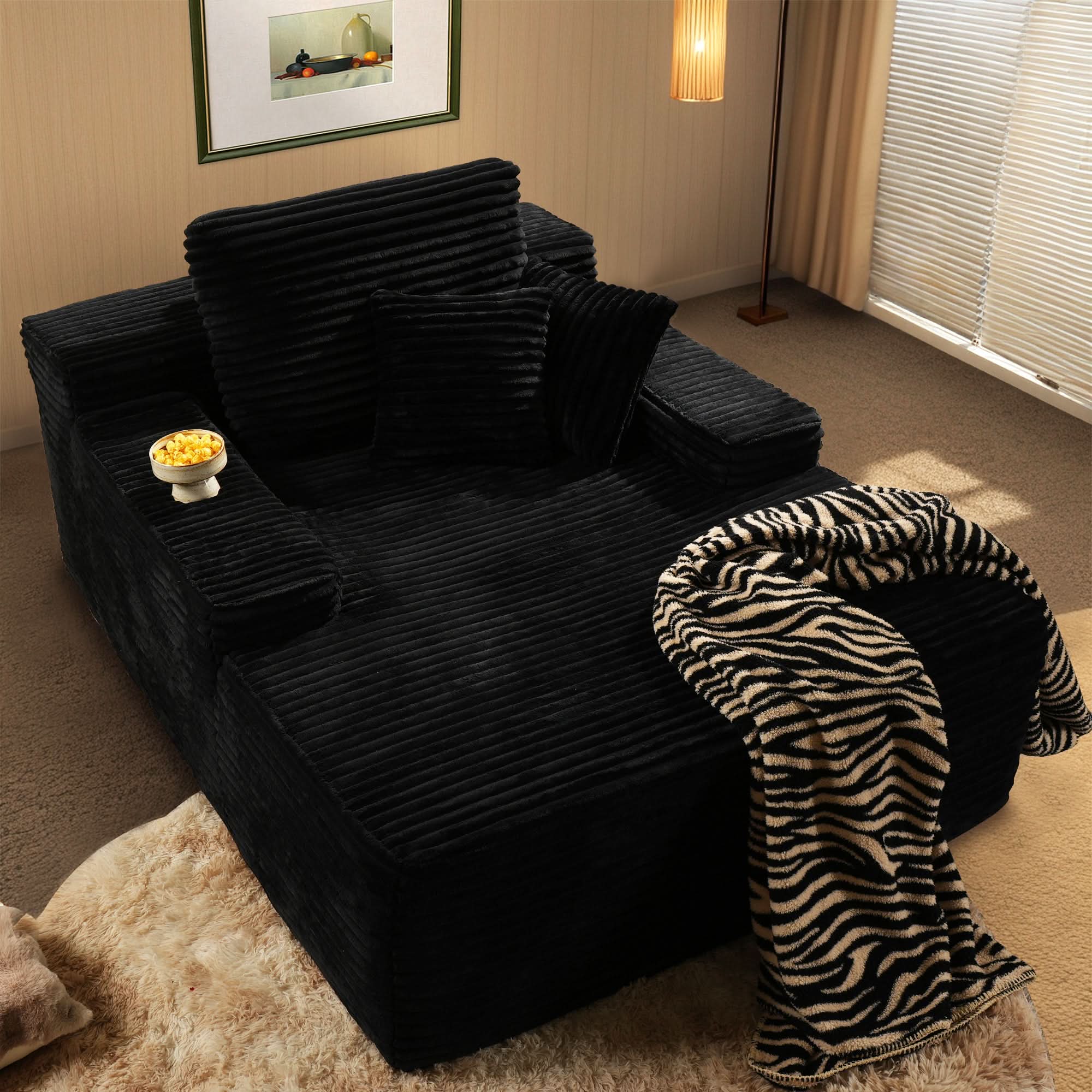 OVthtIOS Boneless Chaise Lounge,Luxurious Faux Fur, No Assembly Required