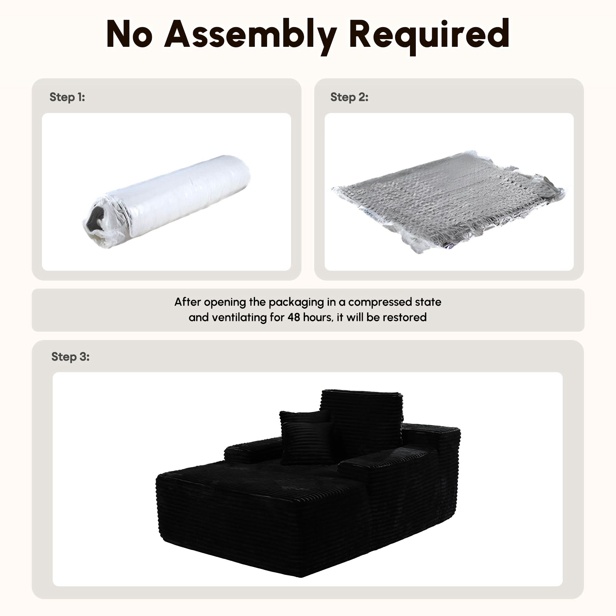 OVthtIOS Boneless Chaise Lounge,Luxurious Faux Fur, No Assembly Required