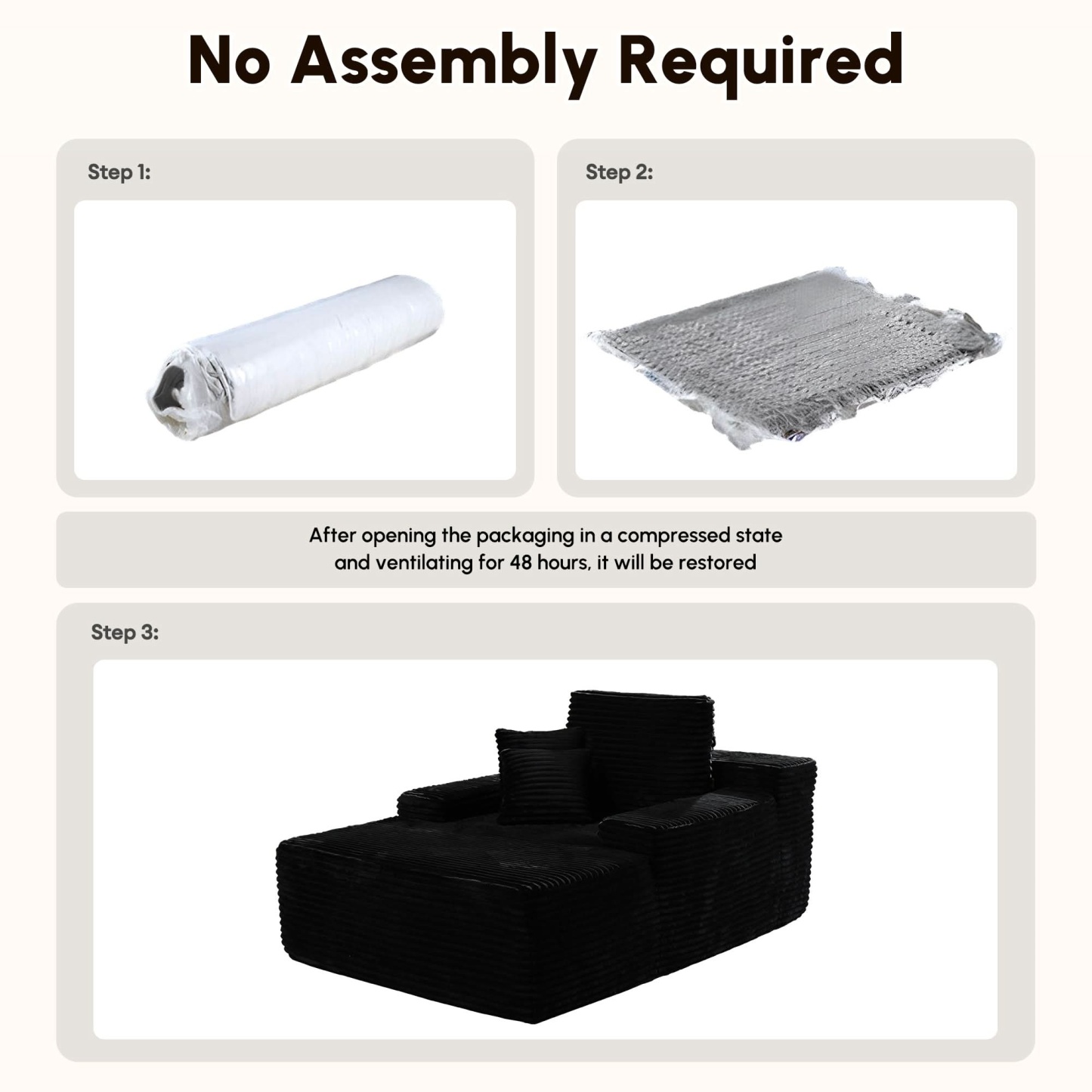 OVthtIOS Boneless Chaise Lounge,Luxurious Faux Fur, No Assembly Required