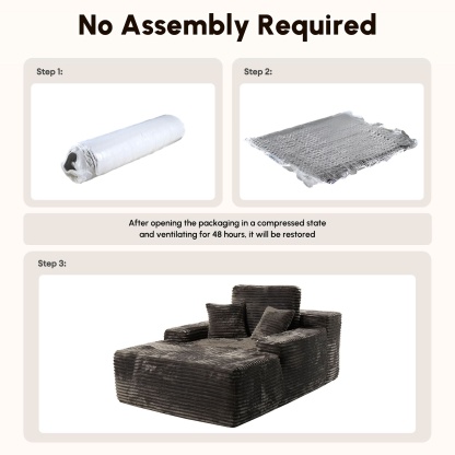 OVthtIOS Boneless Chaise Lounge,Luxurious Faux Fur, No Assembly Required