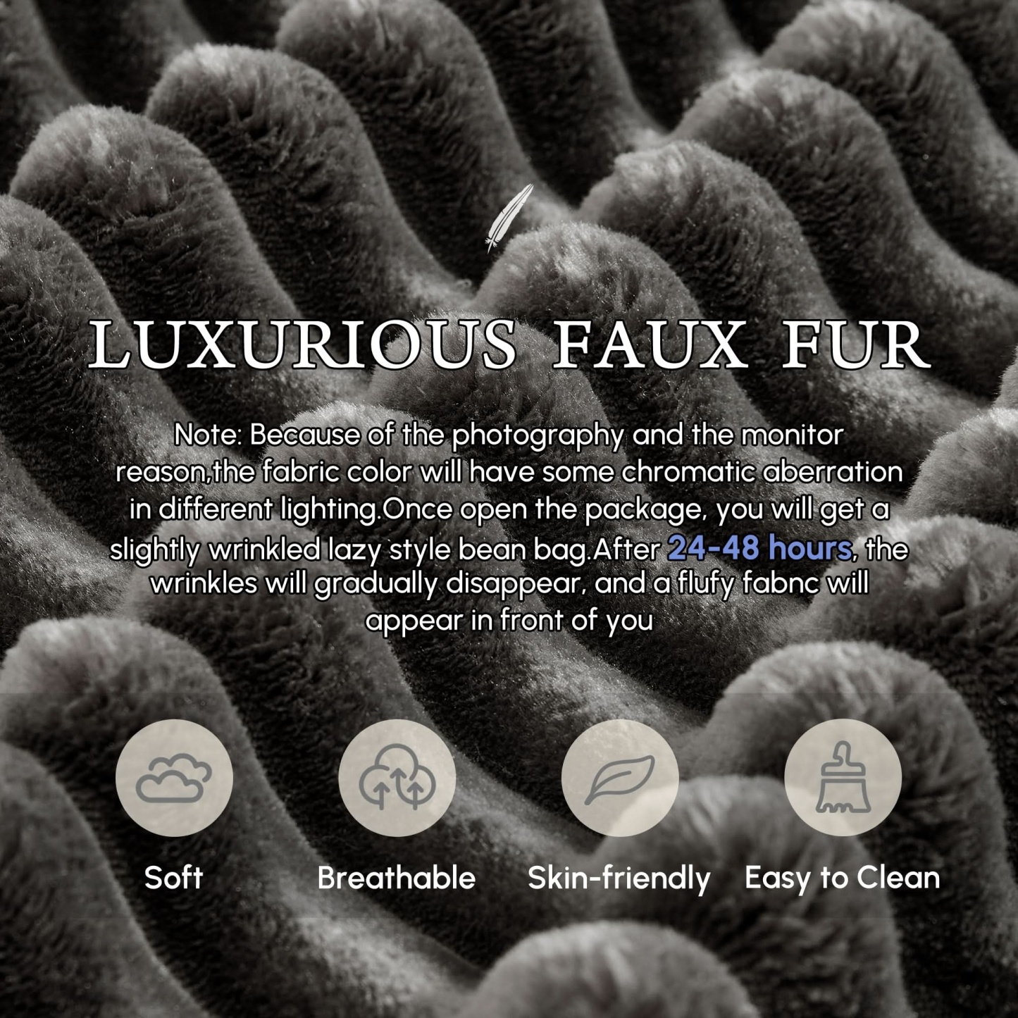 OVthtIOS Boneless Chaise Lounge,Luxurious Faux Fur, No Assembly Required