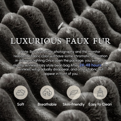 OVthtIOS Boneless Chaise Lounge,Luxurious Faux Fur, No Assembly Required