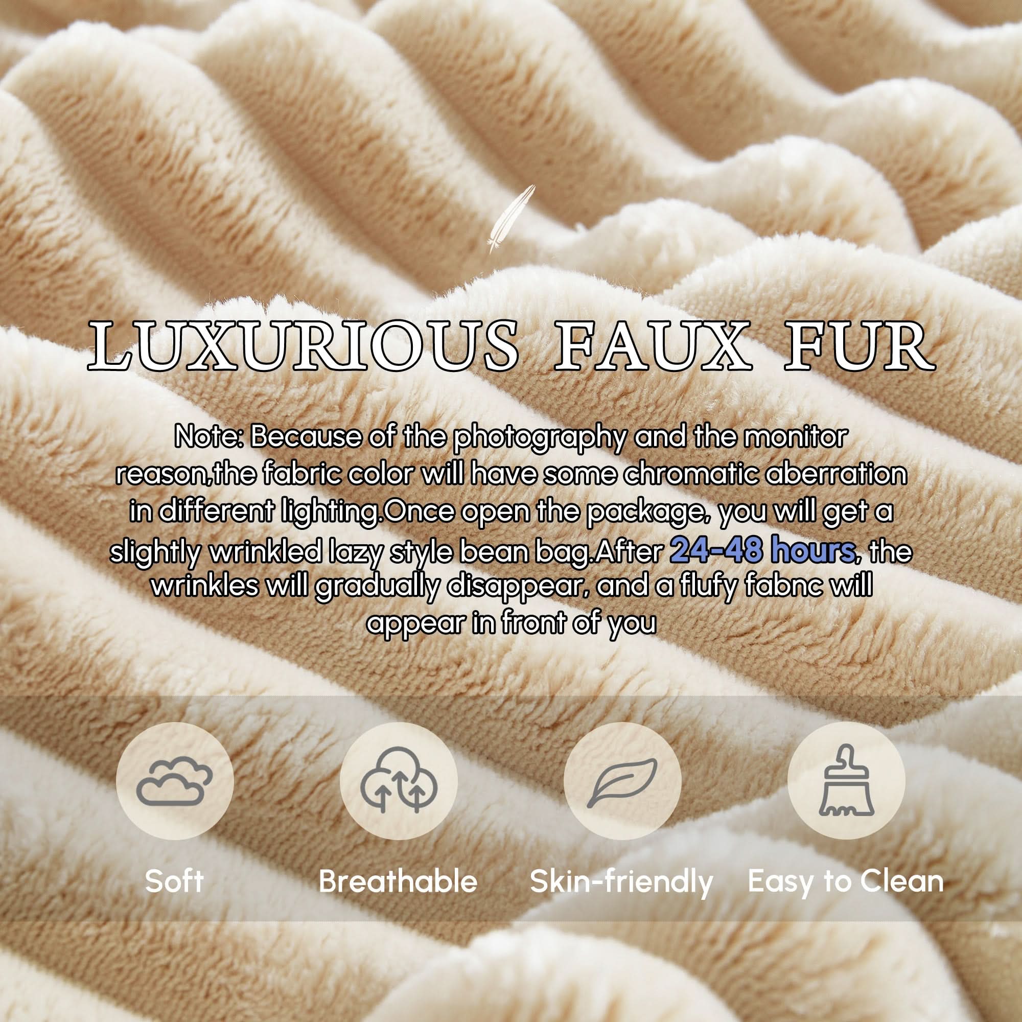 OVthtIOS Boneless Chaise Lounge,Luxurious Faux Fur, No Assembly Required