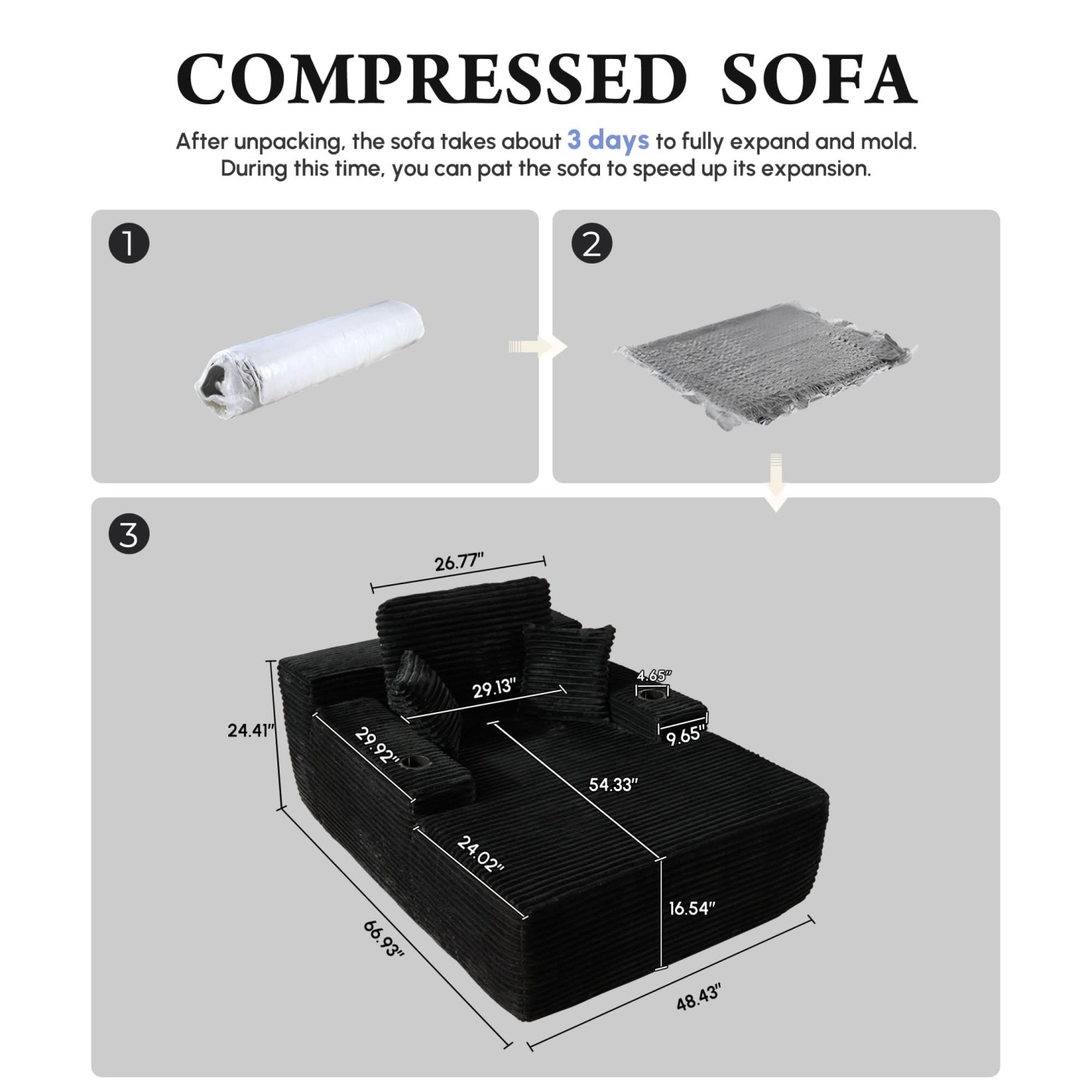 OVthtIOS Boneless Chaise Lounge,Luxurious Faux Fur, No Assembly Required