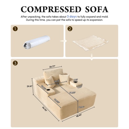 OVthtIOS Boneless Chaise Lounge,Luxurious Faux Fur, No Assembly Required