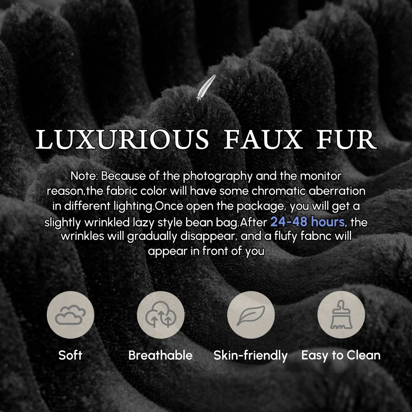 OVthtIOS Boneless Chaise Lounge,Luxurious Faux Fur, No Assembly Required