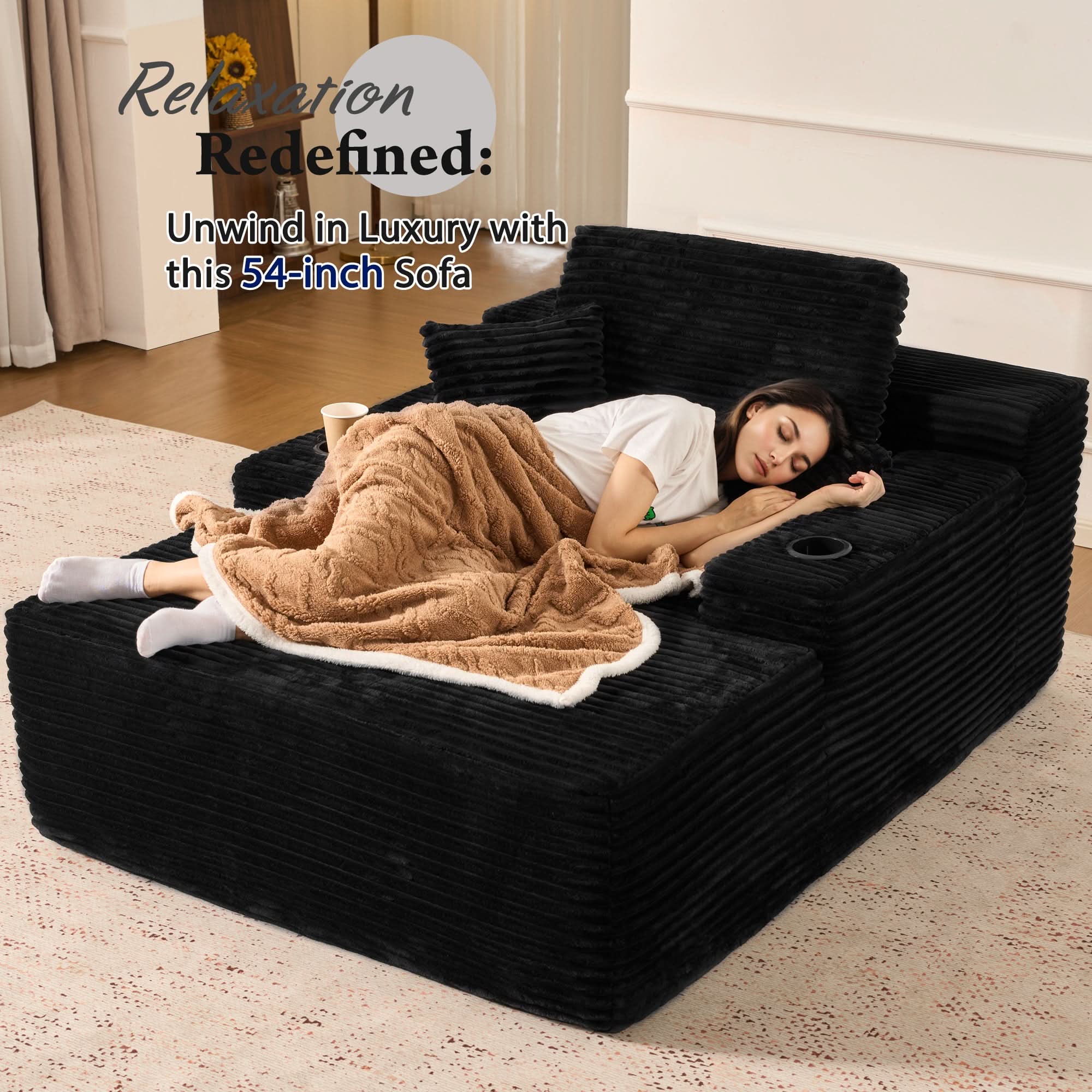 OVthtIOS Boneless Chaise Lounge,Luxurious Faux Fur, No Assembly Required