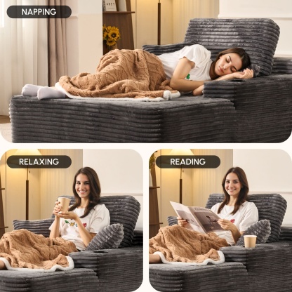 OVthtIOS Boneless Chaise Lounge,Luxurious Faux Fur, No Assembly Required