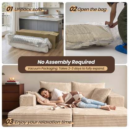 OVIthtOS 81" Boneless Sofa, Sleeper Couch, No Assembly Required