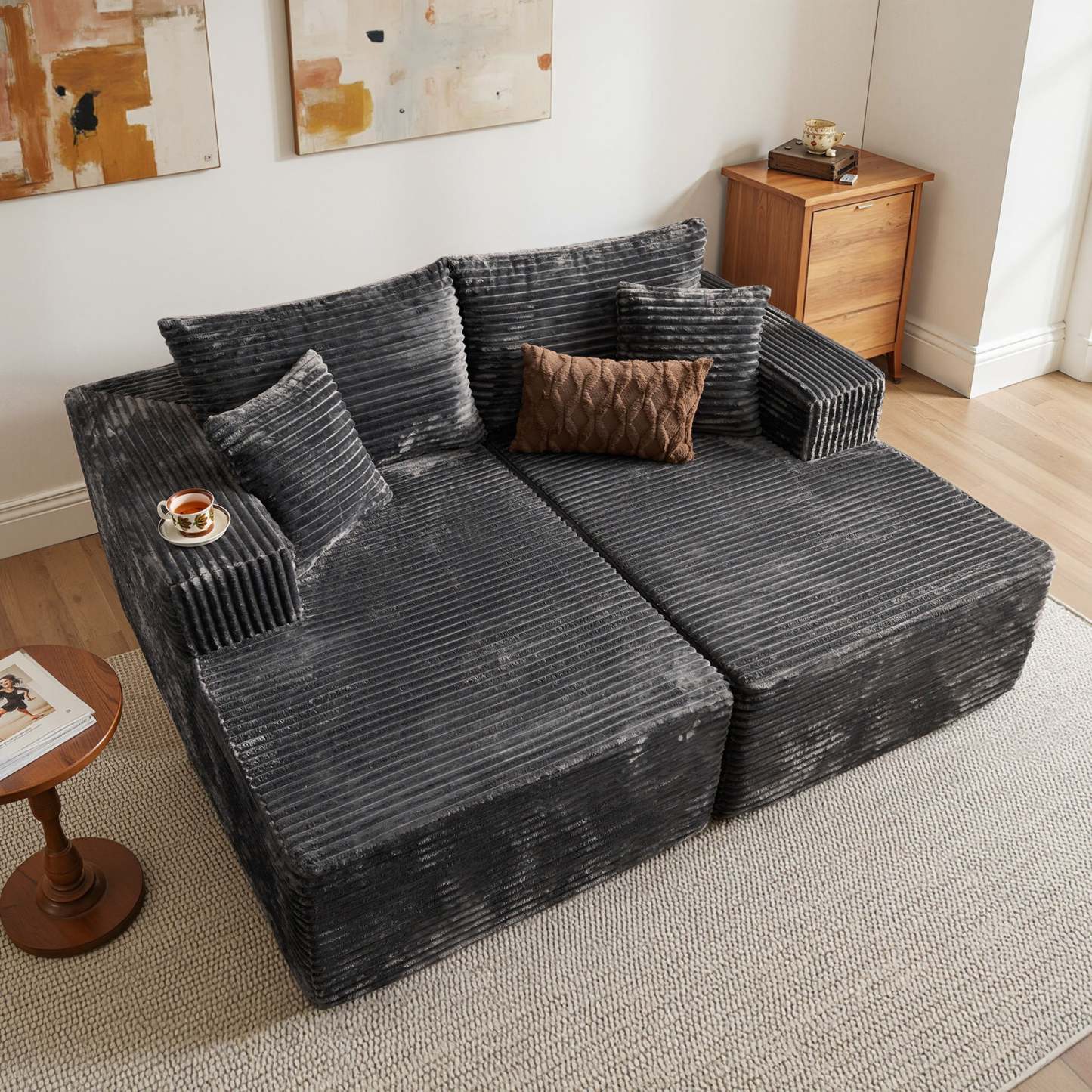 OVIthtOS 81" Boneless Sofa, Sleeper Couch, No Assembly Required