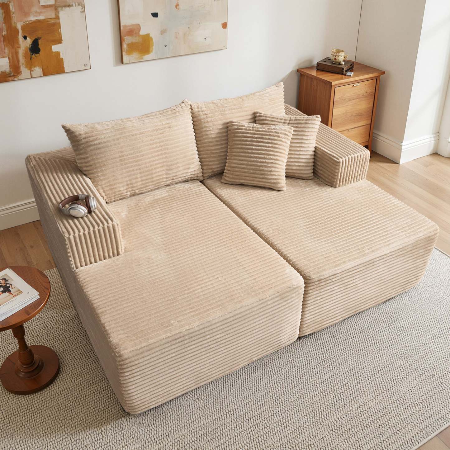 OVIthtOS 81" Boneless Sofa, Sleeper Couch, No Assembly Required