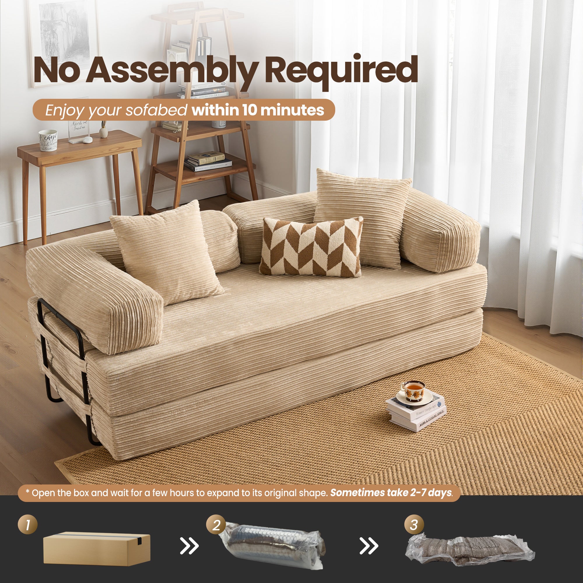 Ovthtios 80" Convertible Modular Sofa Bed