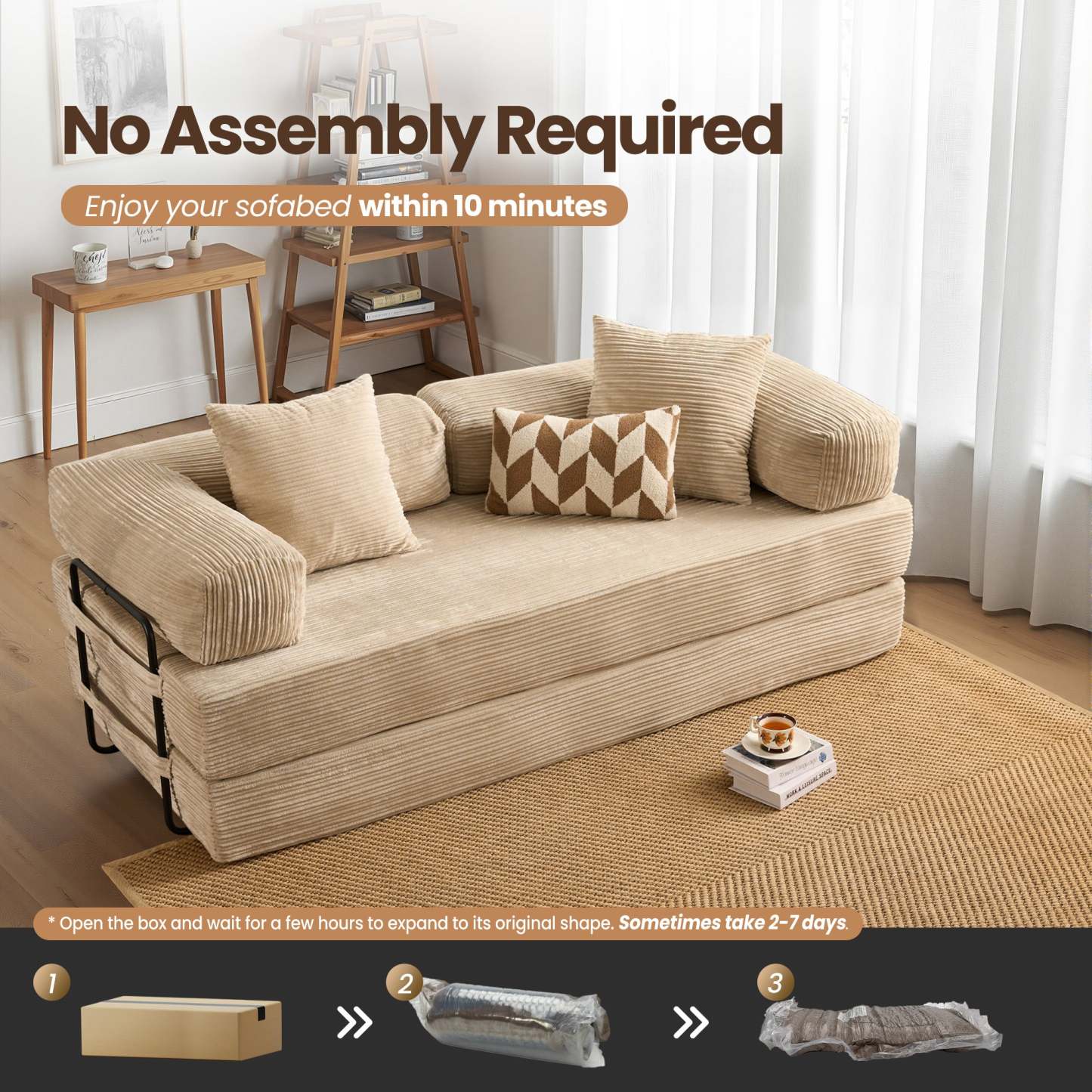 Ovthtios 80" Convertible Modular Sofa Bed