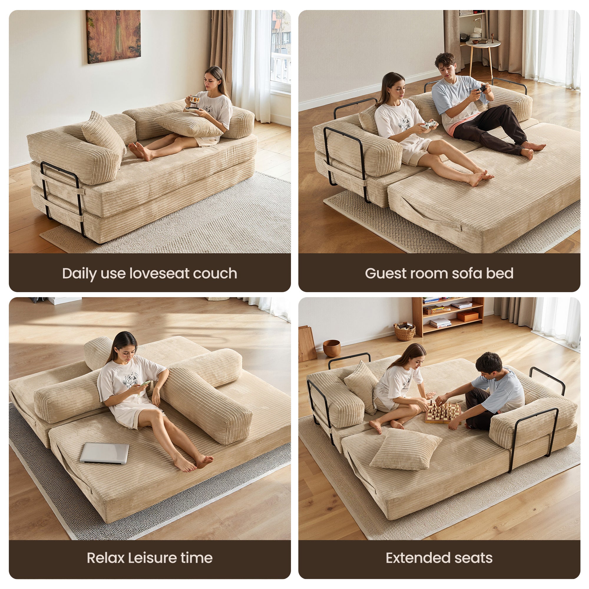 Ovthtios 80" Convertible Modular Sofa Bed