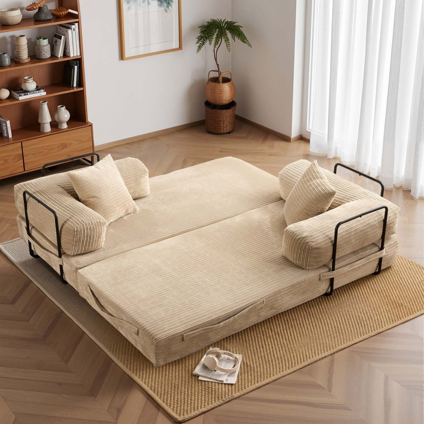 Ovthtios 80" Convertible Modular Sofa Bed