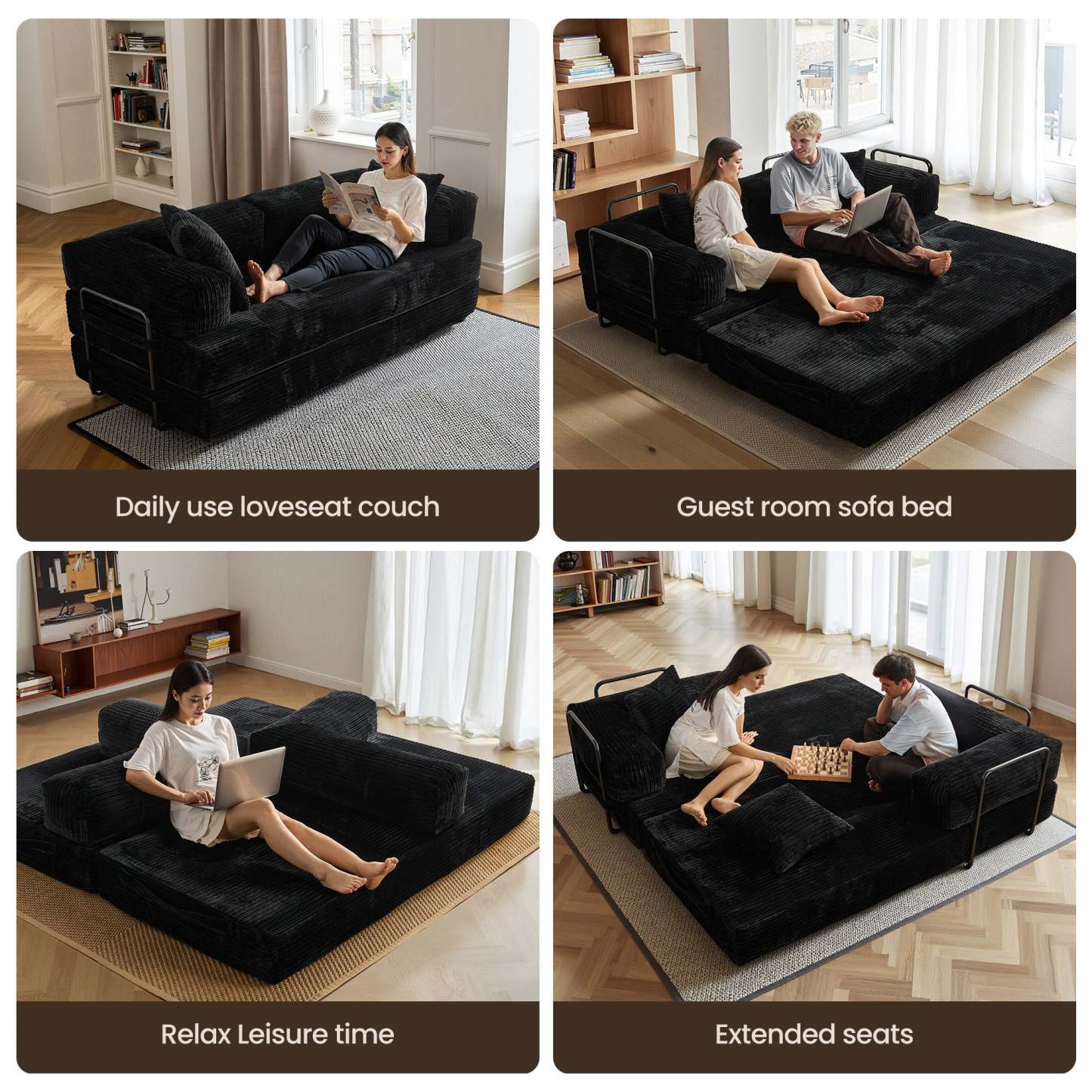 Ovthtios 80" Convertible Modular Sofa Bed