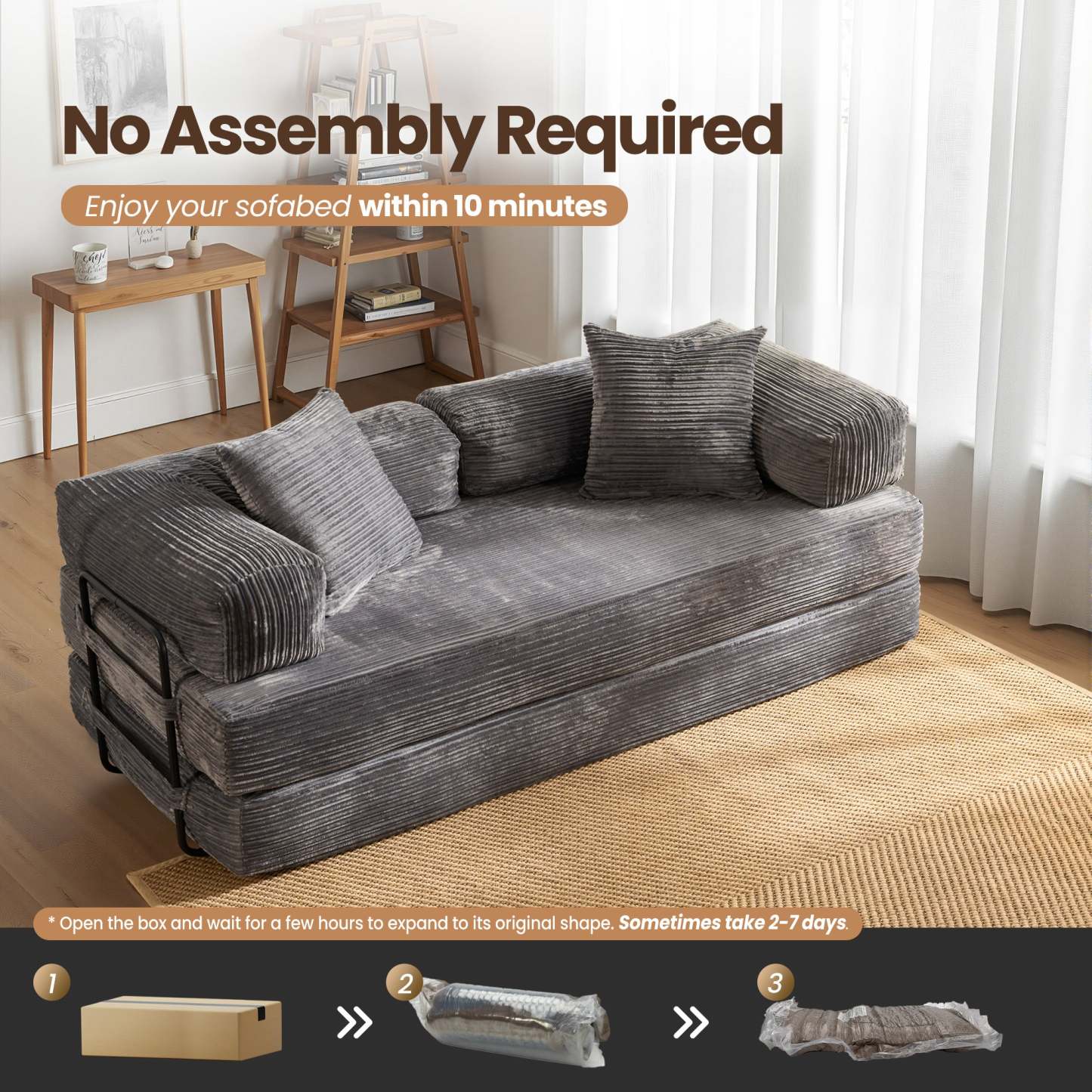 Ovthtios 80" Convertible Modular Sofa Bed