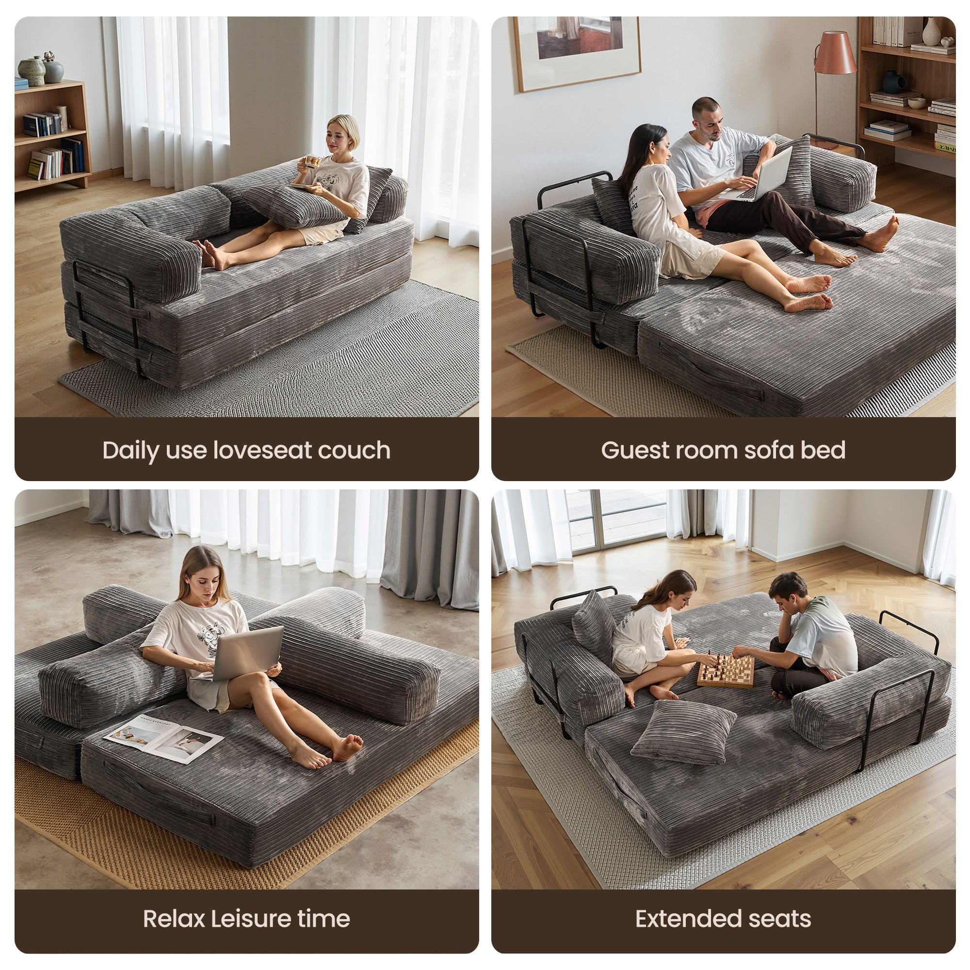 Ovthtios 80" Convertible Modular Sofa Bed
