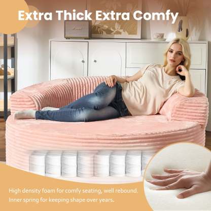 OVthtIOS 59" O-Shape Modular Couch, Plush Corduroy Fabric, No Assembly Required