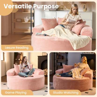 OVthtIOS 59" O-Shape Modular Couch, Plush Corduroy Fabric, No Assembly Required