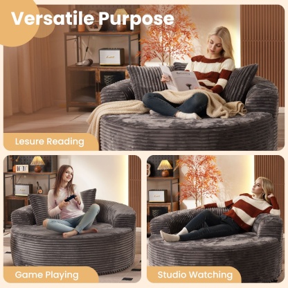 OVthtIOS 59" O-Shape Modular Couch, Plush Corduroy Fabric, No Assembly Required