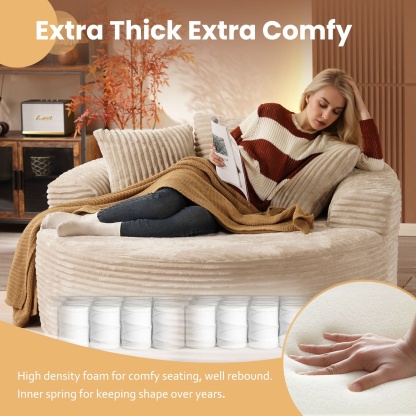 OVthtIOS 59" O-Shape Modular Couch, Plush Corduroy Fabric, No Assembly Required