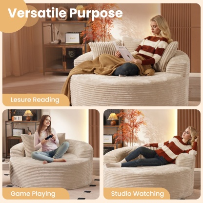 OVthtIOS 59" O-Shape Modular Couch, Plush Corduroy Fabric, No Assembly Required