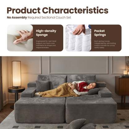 OVIthtOS 81" Boneless Sofa, Sleeper Couch, No Assembly Required
