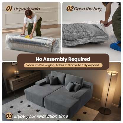 OVIthtOS 81" Boneless Sofa, Sleeper Couch, No Assembly Required