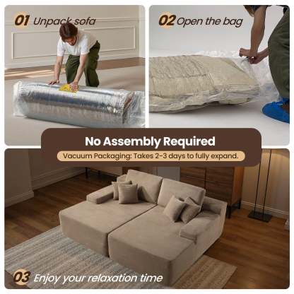 OVIthtOS 81" Boneless Sofa, Sleeper Couch, No Assembly Required