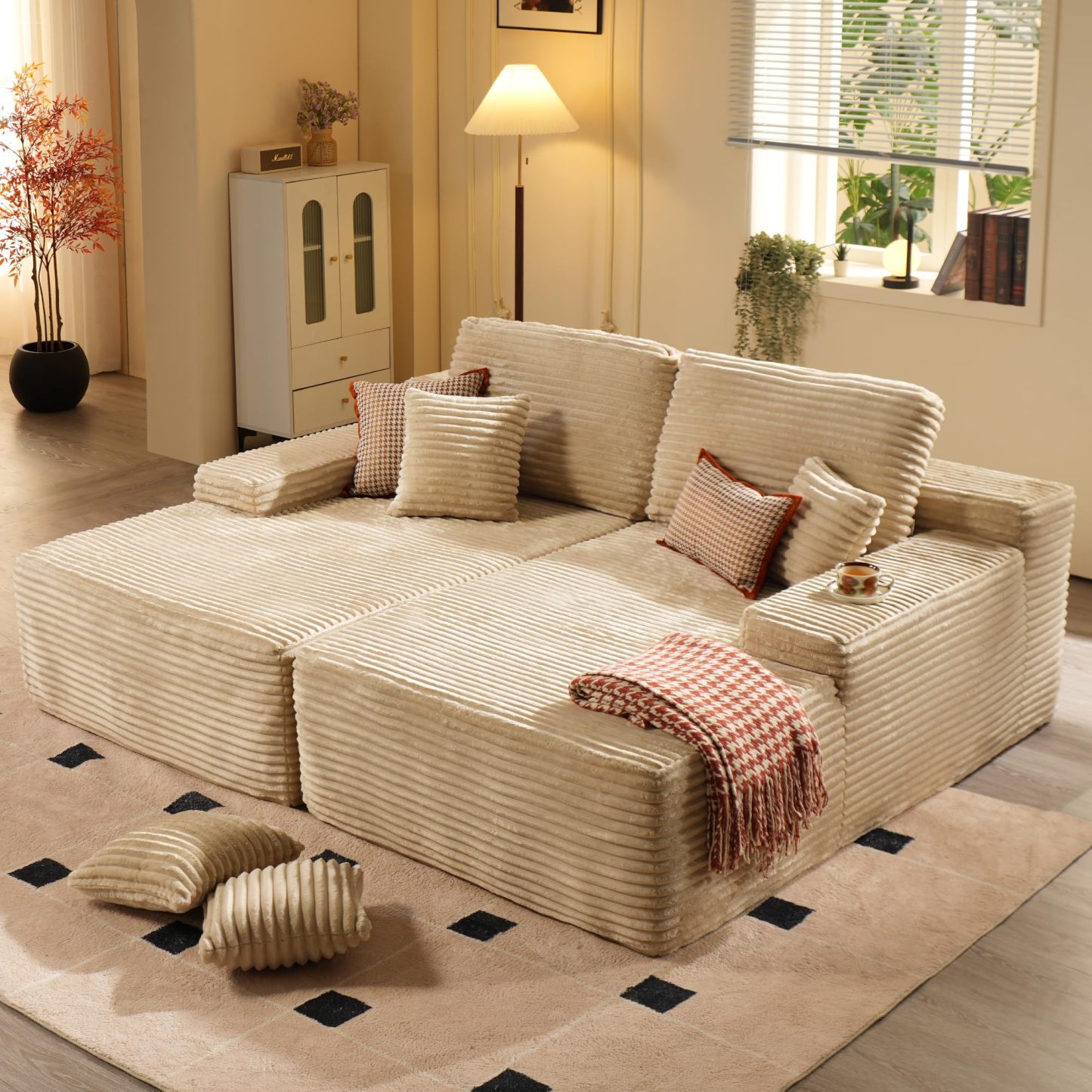 OVIthtOS 81" Boneless Sofa, Sleeper Couch, No Assembly Required