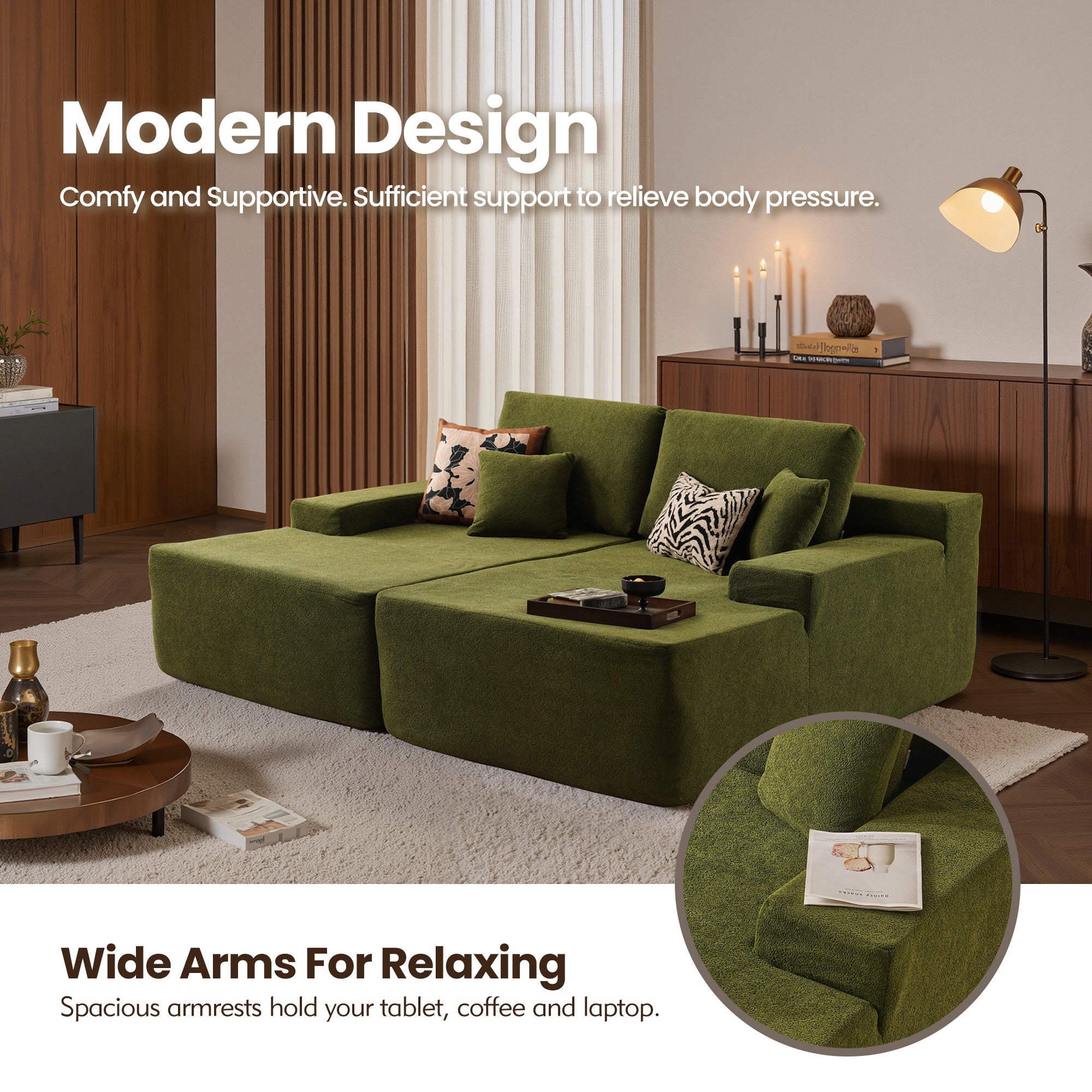 OVIthtOS 81" Boneless Sofa, Sleeper Couch, No Assembly Required