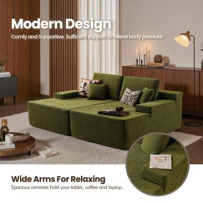 OVIthtOS 81" Boneless Sofa, Sleeper Couch, No Assembly Required