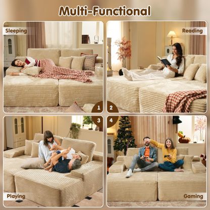 OVIthtOS 81" Boneless Sofa, Sleeper Couch, No Assembly Required