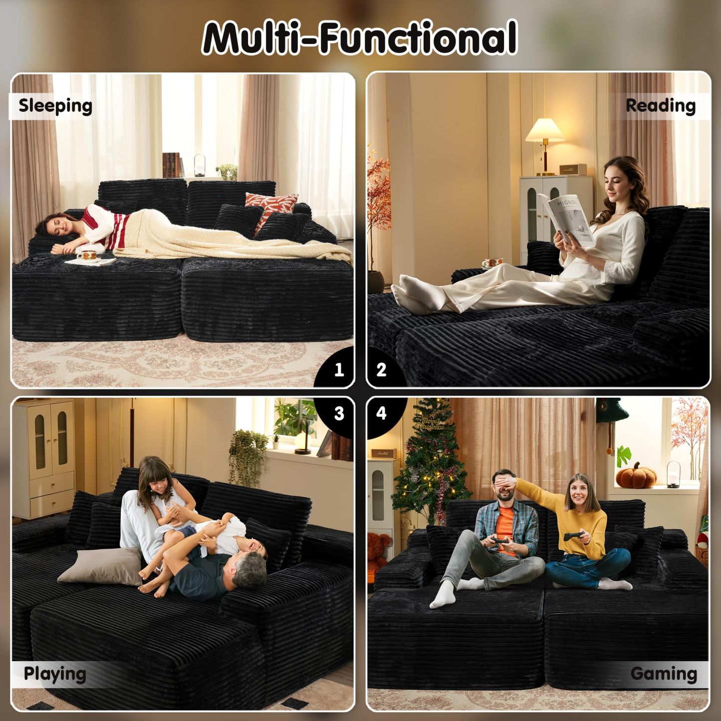 OVIthtOS 81" Boneless Sofa, Sleeper Couch, No Assembly Required