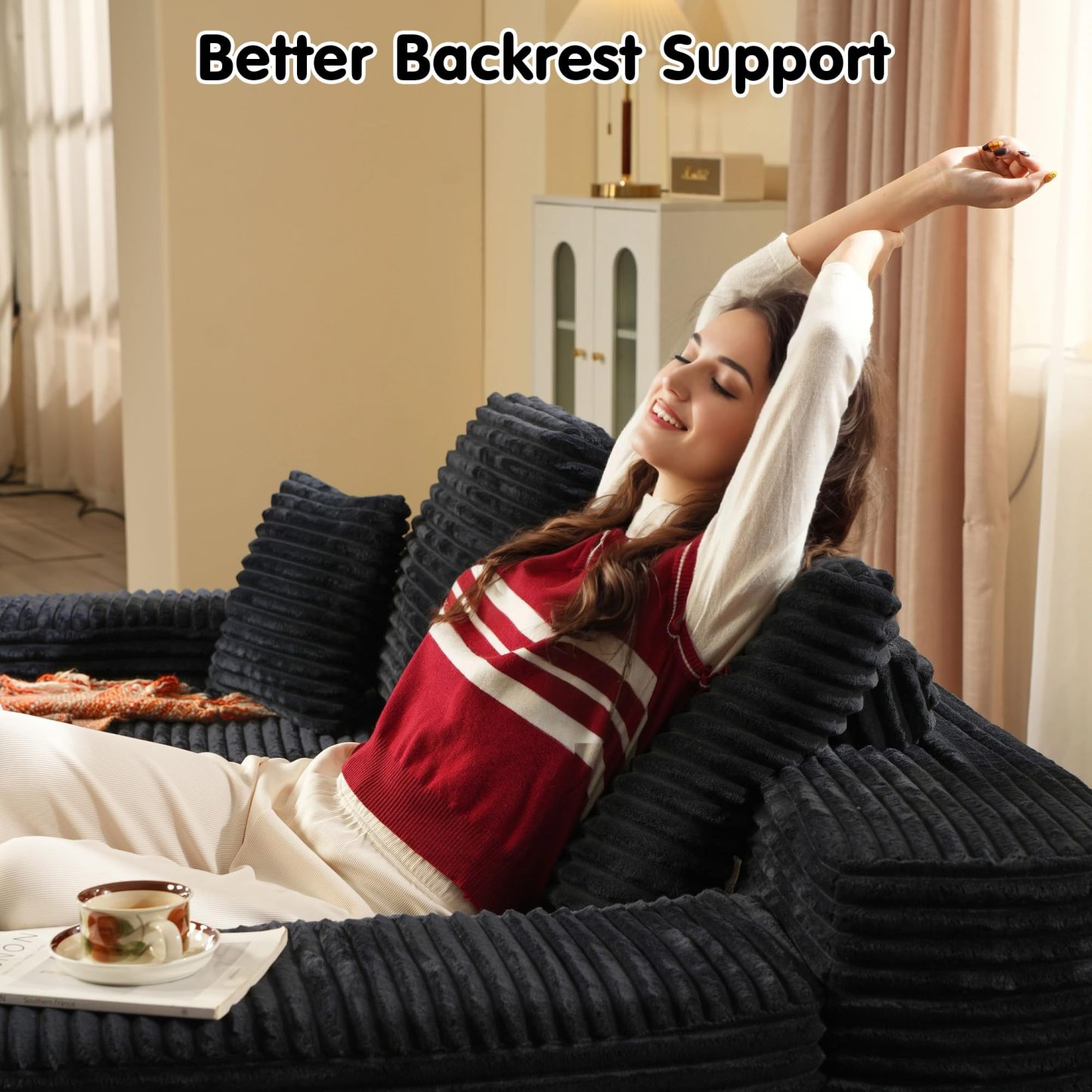 OVIthtOS 81" Boneless Sofa, Sleeper Couch, No Assembly Required