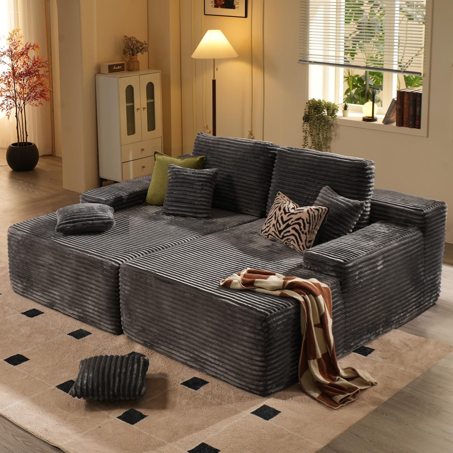 OVIthtOS 81" Boneless Sofa, Sleeper Couch, No Assembly Required