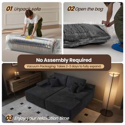 OVIthtOS 81" Boneless Sofa, Sleeper Couch, No Assembly Required