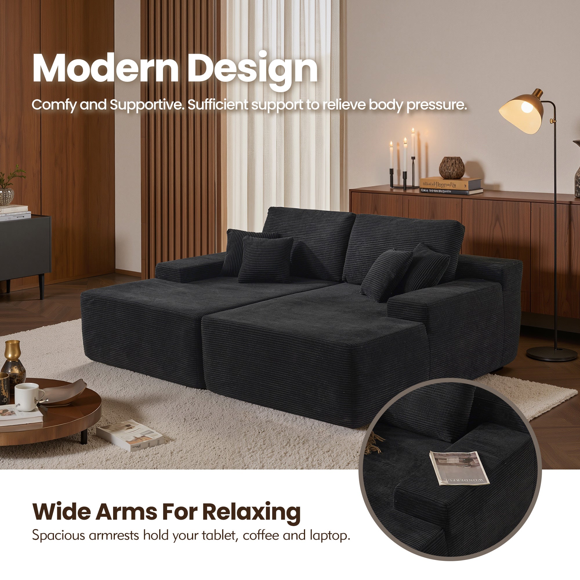 OVIthtOS 81" Boneless Sofa, Sleeper Couch, No Assembly Required