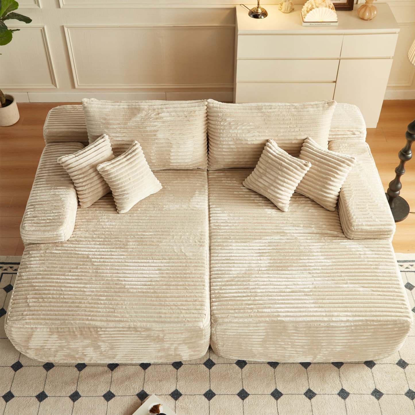 OVIthtOS 81" Boneless Sofa, Sleeper Couch, No Assembly Required