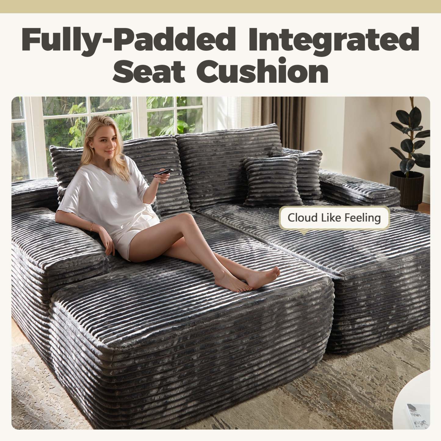 OVIthtOS 81" Boneless Sofa, Sleeper Couch, No Assembly Required